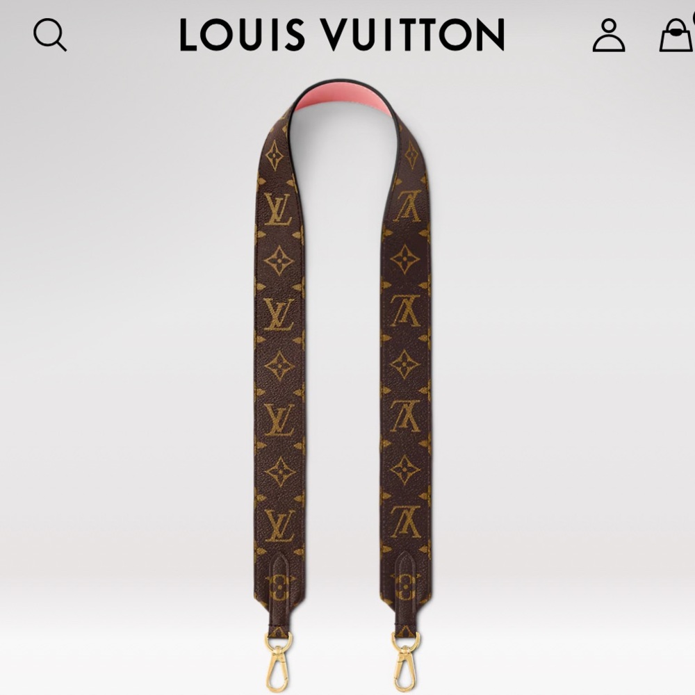 LOUIS VUITTON BANDOULIERE PINK ROSE BALLERINE LEATHER AND MONOGRAM CANVAS STRAP